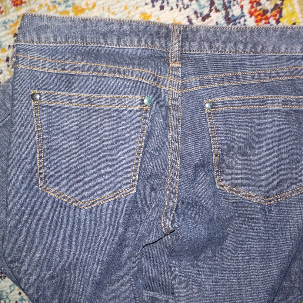 Free People Flare Wide Leg Jeans Pants 28 Dark Wash Retro Boho - Picture 2 of 5